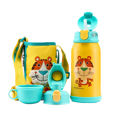 杯具熊三盖儿童杯 带吸管礼盒装